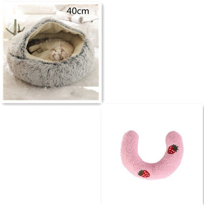 2 In 1 Dog And Cat Bed Pet Winter Bed Round Plush Warm Bed House Soft Long Plush Pets Bed Pet Products - Oopsdadforgot.com