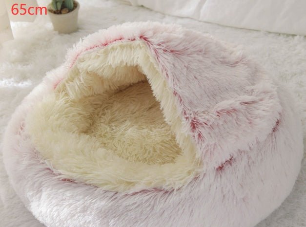 2 In 1 Dog And Cat Bed Pet Winter Bed Round Plush Warm Bed House Soft Long Plush Pets Bed Pet Products - Oopsdadforgot.com