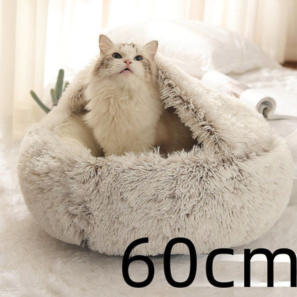 2 In 1 Dog And Cat Bed Pet Winter Bed Round Plush Warm Bed House Soft Long Plush Pets Bed Pet Products - Oopsdadforgot.com