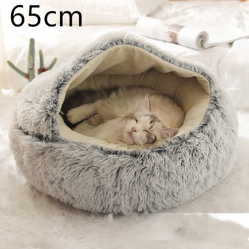 2 In 1 Dog And Cat Bed Pet Winter Bed Round Plush Warm Bed House Soft Long Plush Pets Bed Pet Products - Oopsdadforgot.com