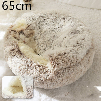 2 In 1 Dog And Cat Bed Pet Winter Bed Round Plush Warm Bed House Soft Long Plush Pets Bed Pet Products - Oopsdadforgot.com