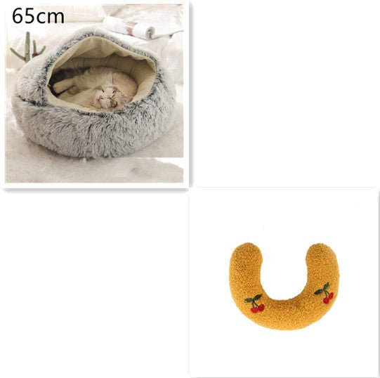 2 In 1 Dog And Cat Bed Pet Winter Bed Round Plush Warm Bed House Soft Long Plush Pets Bed Pet Products - Oopsdadforgot.com