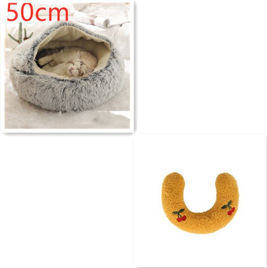 2 In 1 Dog And Cat Bed Pet Winter Bed Round Plush Warm Bed House Soft Long Plush Pets Bed Pet Products - Oopsdadforgot.com