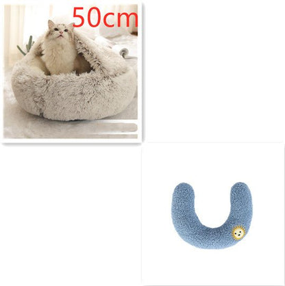 2 In 1 Dog And Cat Bed Pet Winter Bed Round Plush Warm Bed House Soft Long Plush Pets Bed Pet Products - Oopsdadforgot.com