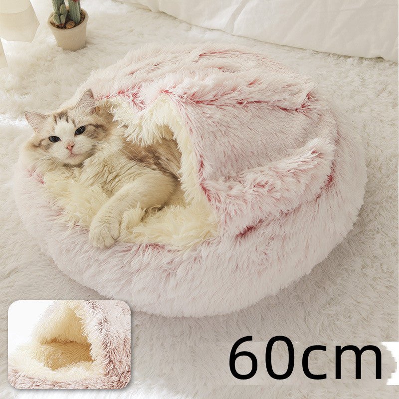 2 In 1 Dog And Cat Bed Pet Winter Bed Round Plush Warm Bed House Soft Long Plush Pets Bed Pet Products - Oopsdadforgot.com