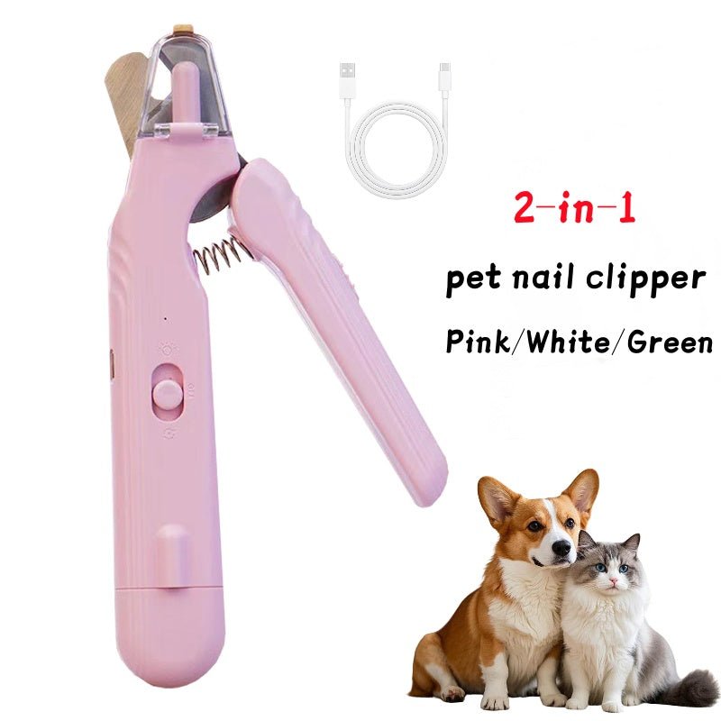 2 In 1 Pet Nail Clippers With Led Light Dog Cat Special Blood Line Scissors Multifunction Animals Paw Nail Trimmer Pet Supplies - Oopsdadforgot.com