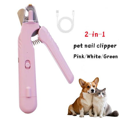 2 In 1 Pet Nail Clippers With Led Light Dog Cat Special Blood Line Scissors Multifunction Animals Paw Nail Trimmer Pet Supplies - Oopsdadforgot.com