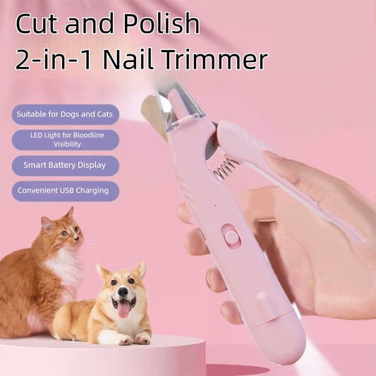 2 In 1 Pet Nail Clippers With Led Light Dog Cat Special Blood Line Scissors Multifunction Animals Paw Nail Trimmer Pet Supplies - Oopsdadforgot.com