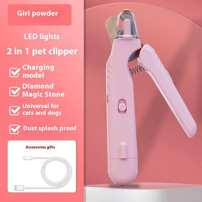 2 In 1 Pet Nail Clippers With Led Light Dog Cat Special Blood Line Scissors Multifunction Animals Paw Nail Trimmer Pet Supplies - Oopsdadforgot.com