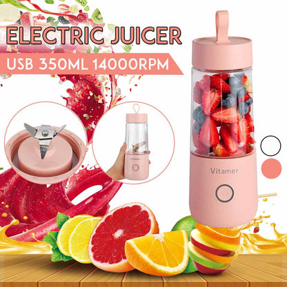 350ml Portable Blender Juicer Electric USB Rechargeable Mixer Smoothie Slushy Cup Juice Blender Bottle USB Charging Kitchen Gadgets - Oopsdadforgot.com