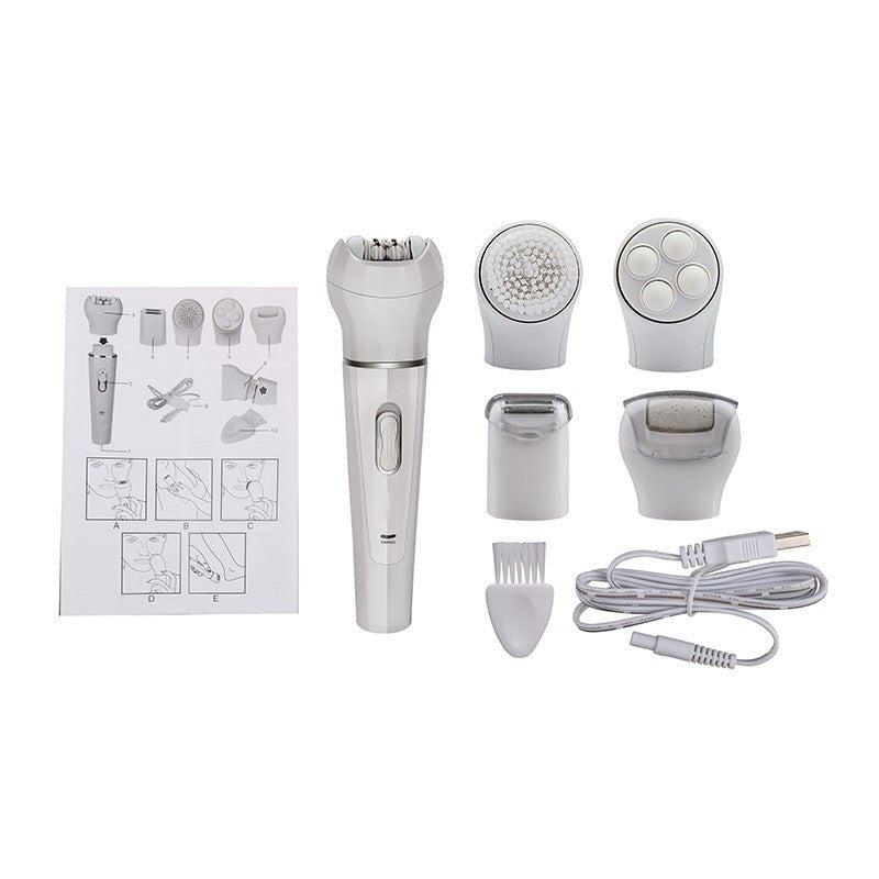 5 in 1 Multi - Functional Portable Face and body Skin Care Electric Massager Scrubber with Facial Latex Brush - Oopsdadforgot.com