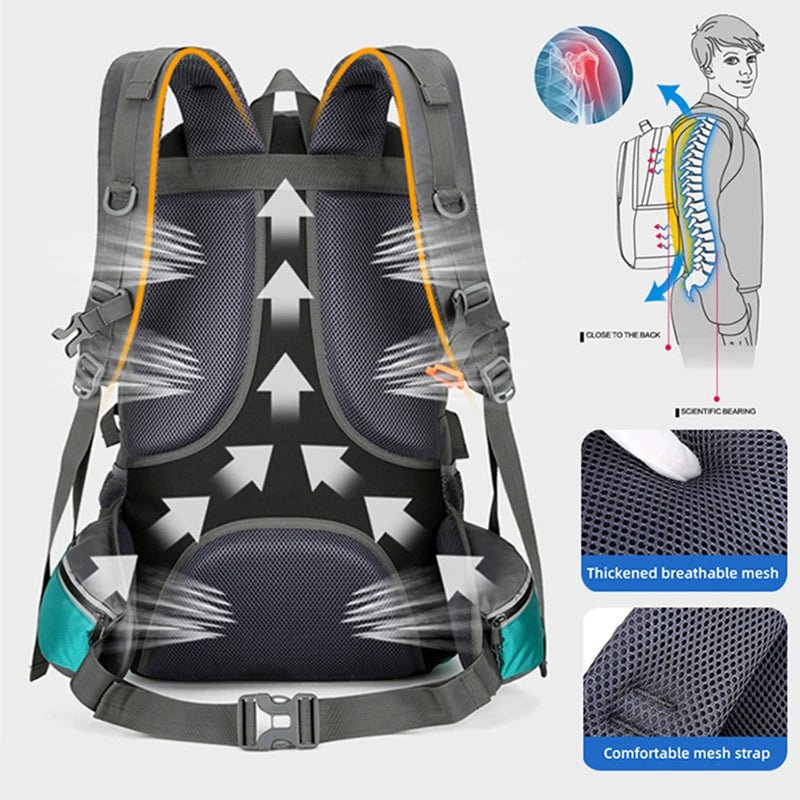 50L Fishing Backpack Large Capacity Camping Bags Outdoor Sport Hiking Trekking Climbing Travel Shoulder Backpacks Shoes Pack - Oopsdadforgot.com