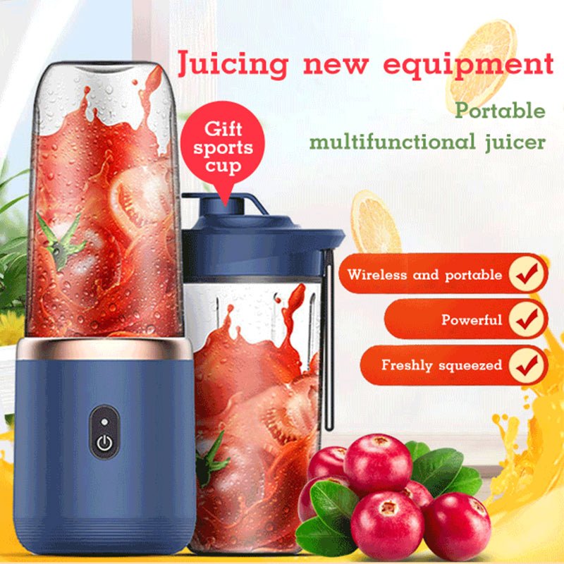 6blade Portable Blender Mini Juicer Cup Extractor Smoothie USB Charging Fruit Squeezer Blender Food Mixer Ice Crusher Portable Juicer Machine - Oopsdadforgot.com