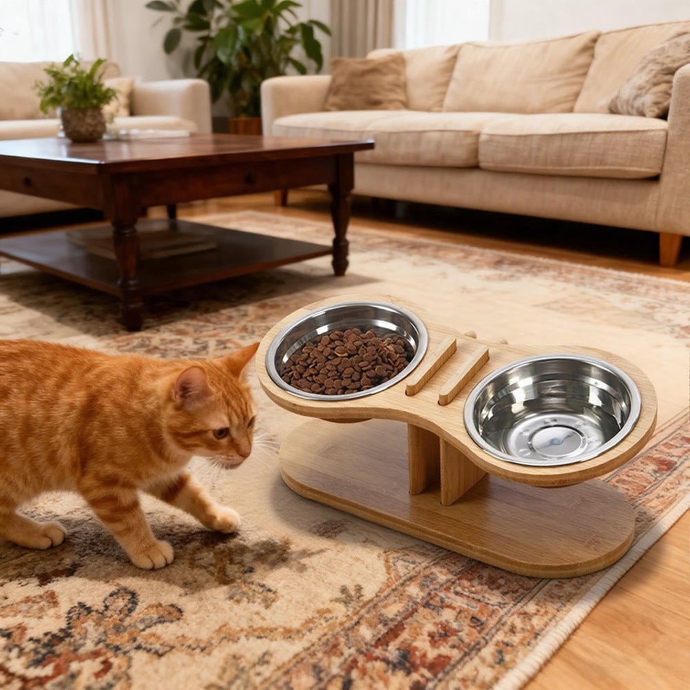 Adjustable Tilted Pet Stand With A Feeding Bowl - Oopsdadforgot.com