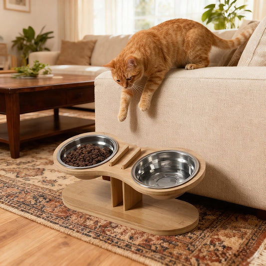 Adjustable Tilted Pet Stand With A Feeding Bowl - Oopsdadforgot.com