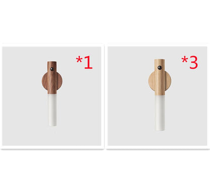 Auto LED USB Magnetic Wood Wireless Night Light Corridors Porch Lights PIR Motion Sensor Wall Light Cabinet Lamp - Oopsdadforgot.com