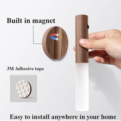 Auto LED USB Magnetic Wood Wireless Night Light Corridors Porch Lights PIR Motion Sensor Wall Light Cabinet Lamp - Oopsdadforgot.com