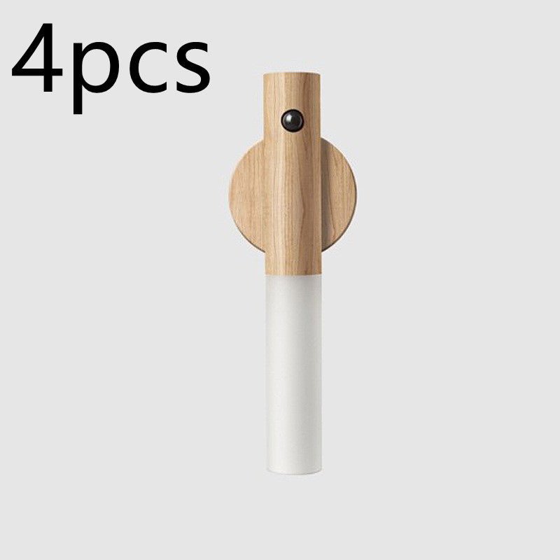 Auto LED USB Magnetic Wood Wireless Night Light Corridors Porch Lights PIR Motion Sensor Wall Light Cabinet Lamp - Oopsdadforgot.com