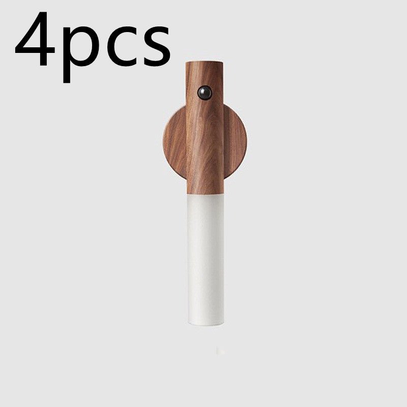 Auto LED USB Magnetic Wood Wireless Night Light Corridors Porch Lights PIR Motion Sensor Wall Light Cabinet Lamp - Oopsdadforgot.com