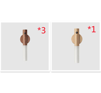 Auto LED USB Magnetic Wood Wireless Night Light Corridors Porch Lights PIR Motion Sensor Wall Light Cabinet Lamp - Oopsdadforgot.com