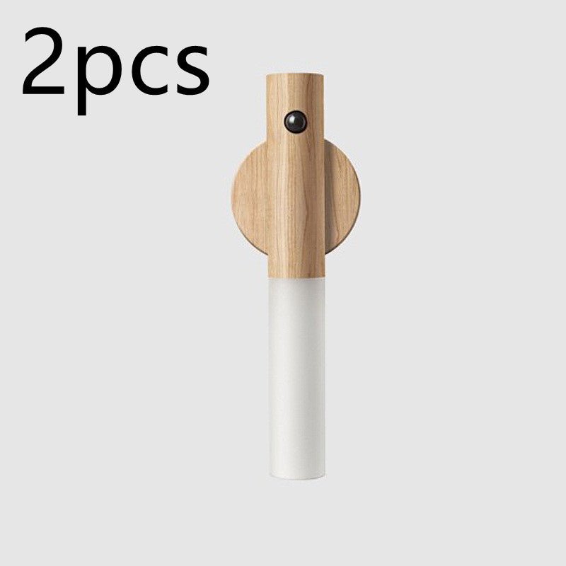 Auto LED USB Magnetic Wood Wireless Night Light Corridors Porch Lights PIR Motion Sensor Wall Light Cabinet Lamp - Oopsdadforgot.com