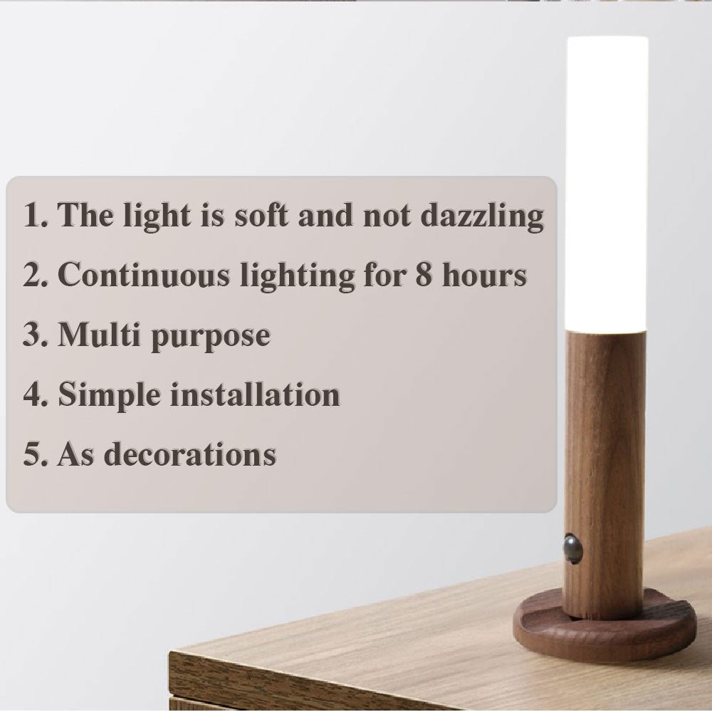 Auto LED USB Magnetic Wood Wireless Night Light Corridors Porch Lights PIR Motion Sensor Wall Light Cabinet Lamp - Oopsdadforgot.com