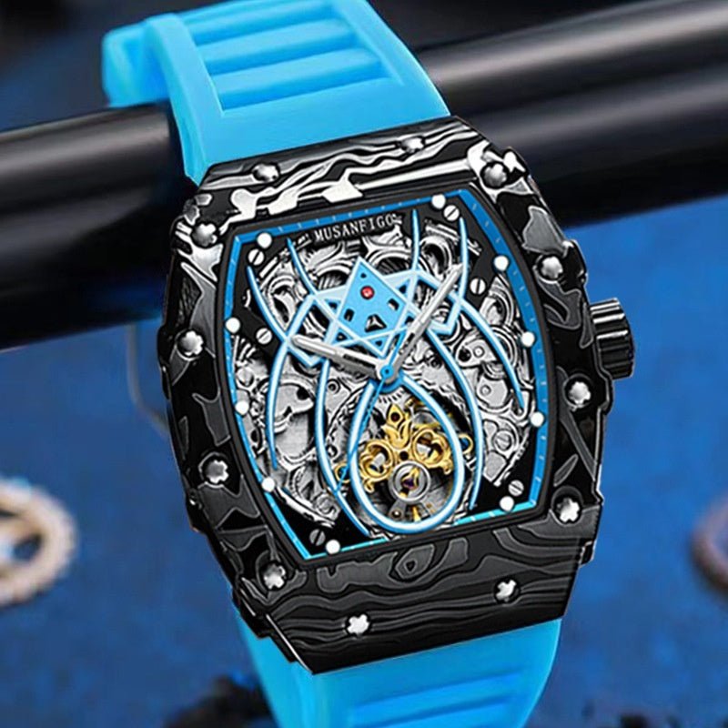 Barrel - shaped Fully Automatic Mechanical Luminous New Sports Fashion Mens Hollow - out Watch - Oopsdadforgot.com
