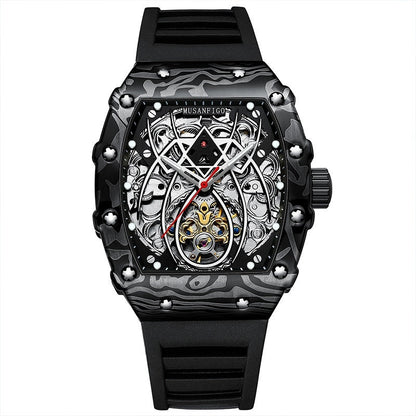Barrel - shaped Fully Automatic Mechanical Luminous New Sports Fashion Mens Hollow - out Watch - Oopsdadforgot.com