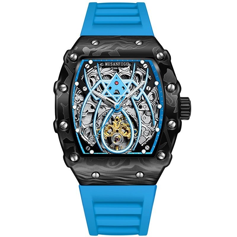 Barrel - shaped Fully Automatic Mechanical Luminous New Sports Fashion Mens Hollow - out Watch - Oopsdadforgot.com