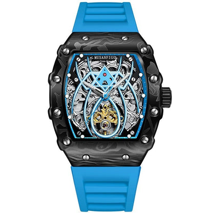 Barrel - shaped Fully Automatic Mechanical Luminous New Sports Fashion Mens Hollow - out Watch - Oopsdadforgot.com
