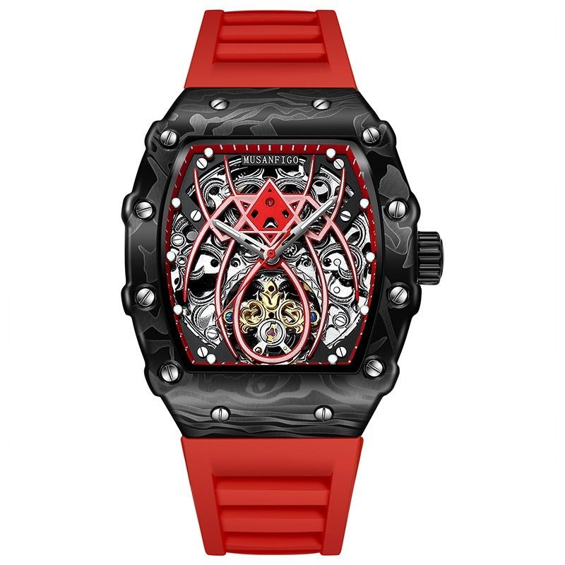 Barrel - shaped Fully Automatic Mechanical Luminous New Sports Fashion Mens Hollow - out Watch - Oopsdadforgot.com