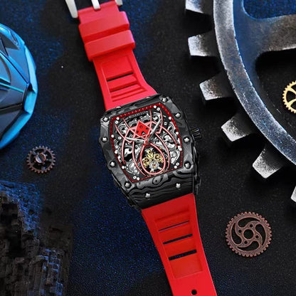 Barrel - shaped Fully Automatic Mechanical Luminous New Sports Fashion Mens Hollow - out Watch - Oopsdadforgot.com