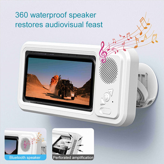 Bathroom Waterproof Mobile Phone Box Bluetooth Speaker Audio Bath TV Stand Mobile Phone Holder 360 Degree Rotation Touch Screen - Oopsdadforgot.com