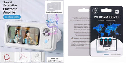 Bathroom Waterproof Mobile Phone Box Bluetooth Speaker Audio Bath TV Stand Mobile Phone Holder 360 Degree Rotation Touch Screen - Oopsdadforgot.com