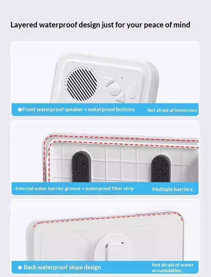 Bathroom Waterproof Mobile Phone Box Bluetooth Speaker Audio Bath TV Stand Mobile Phone Holder 360 Degree Rotation Touch Screen - Oopsdadforgot.com
