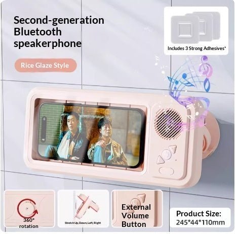 Bathroom Waterproof Mobile Phone Box Bluetooth Speaker Audio Bath TV Stand Mobile Phone Holder 360 Degree Rotation Touch Screen - Oopsdadforgot.com