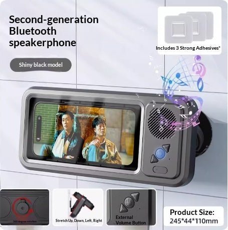 Bathroom Waterproof Mobile Phone Box Bluetooth Speaker Audio Bath TV Stand Mobile Phone Holder 360 Degree Rotation Touch Screen - Oopsdadforgot.com