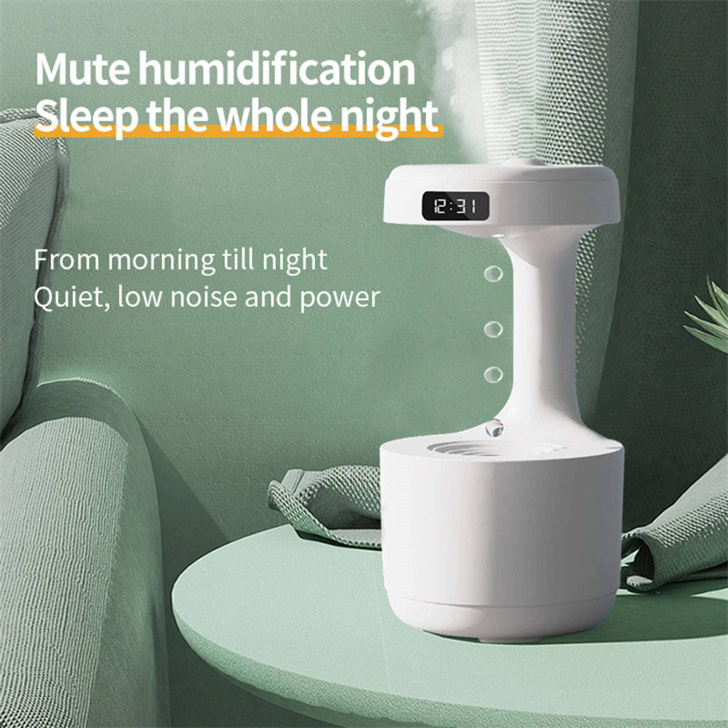 Bedroom Anti - Gravity Humidifier With Clock Water Drop Backflow Aroma Diffuser Large Capacity Office Bedroom Mute Heavy Fog Household Sprayer - Oopsdadforgot.com