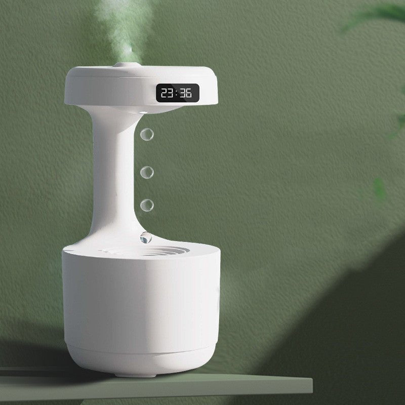 Bedroom Anti - Gravity Humidifier With Clock Water Drop Backflow Aroma Diffuser Large Capacity Office Bedroom Mute Heavy Fog Household Sprayer - Oopsdadforgot.com