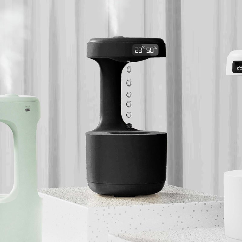 Bedroom Anti - Gravity Humidifier With Clock Water Drop Backflow Aroma Diffuser Large Capacity Office Bedroom Mute Heavy Fog Household Sprayer - Oopsdadforgot.com