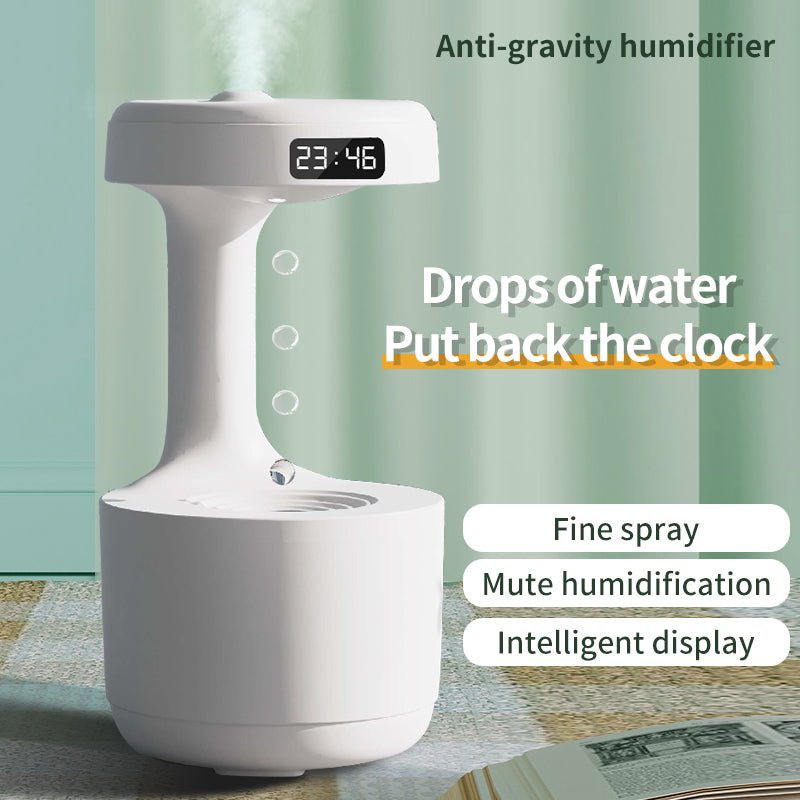 Bedroom Anti - Gravity Humidifier With Clock Water Drop Backflow Aroma Diffuser Large Capacity Office Bedroom Mute Heavy Fog Household Sprayer - Oopsdadforgot.com