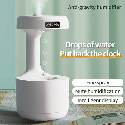 Bedroom Anti - Gravity Humidifier With Clock Water Drop Backflow Aroma Diffuser Large Capacity Office Bedroom Mute Heavy Fog Household Sprayer - Oopsdadforgot.com