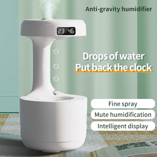 Bedroom Anti - Gravity Humidifier With Clock Water Drop Backflow Aroma Diffuser Large Capacity Office Bedroom Mute Heavy Fog Household Sprayer - Oopsdadforgot.com