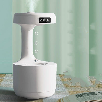 Bedroom Anti - Gravity Humidifier With Clock Water Drop Backflow Aroma Diffuser Large Capacity Office Bedroom Mute Heavy Fog Household Sprayer - Oopsdadforgot.com