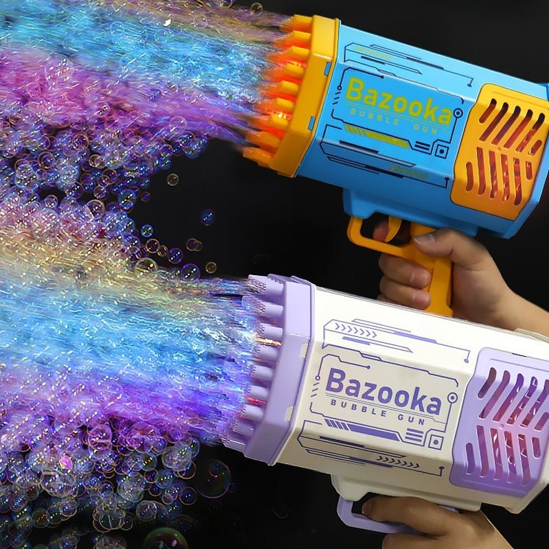 Bubble Gun Rocket 69 Holes Soap Bubbles Machine Gun Shape Automatic Blower With Light Toys For Kids Pomperos - Oopsdadforgot.com