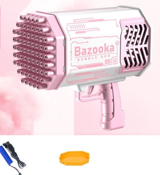 Bubble Gun Rocket 69 Holes Soap Bubbles Machine Gun Shape Automatic Blower With Light Toys For Kids Pomperos - Oopsdadforgot.com