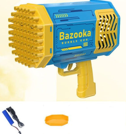 Bubble Gun Rocket 69 Holes Soap Bubbles Machine Gun Shape Automatic Blower With Light Toys For Kids Pomperos - Oopsdadforgot.com