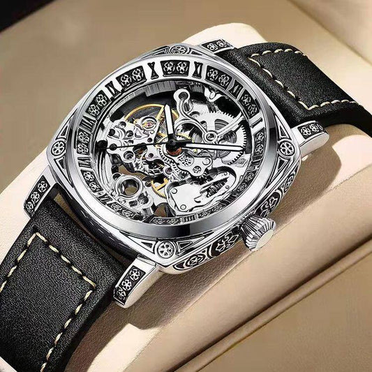 Carved Vintage Fashion Hollow Mechanical Automatic Mens Watch - Oopsdadforgot.com