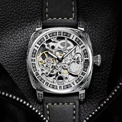 Carved Vintage Fashion Hollow Mechanical Automatic Mens Watch - Oopsdadforgot.com