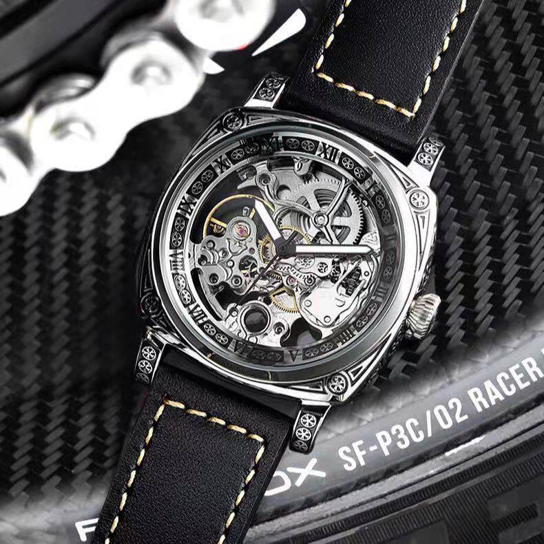 Carved Vintage Fashion Hollow Mechanical Automatic Mens Watch - Oopsdadforgot.com